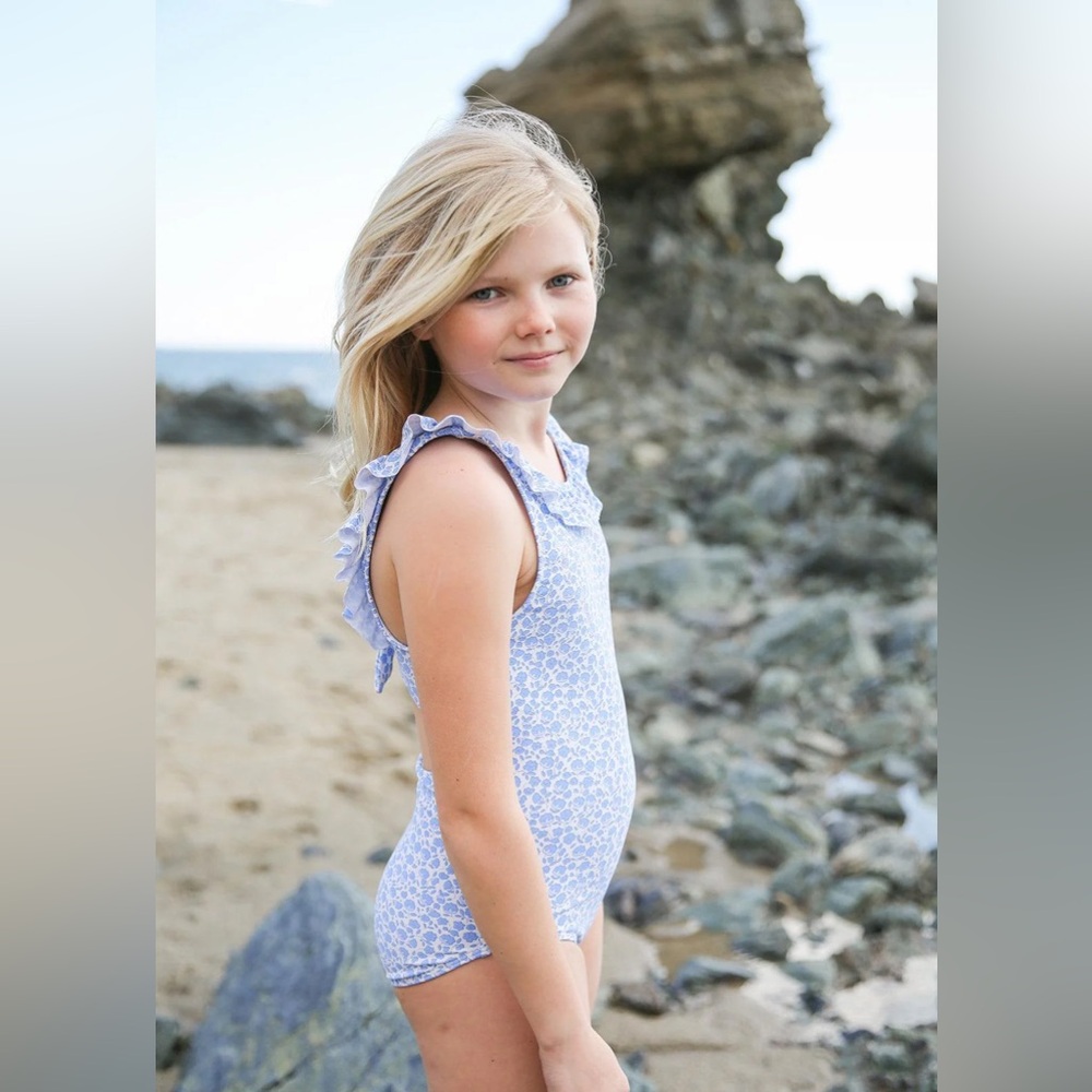 Floral Blue Kids Swimsuit